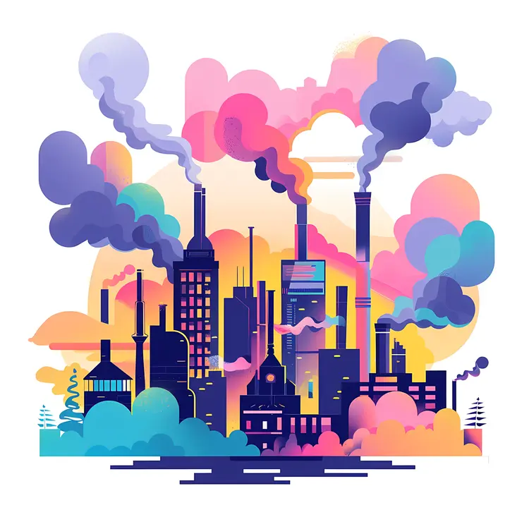 Colorful Smoke from Factory