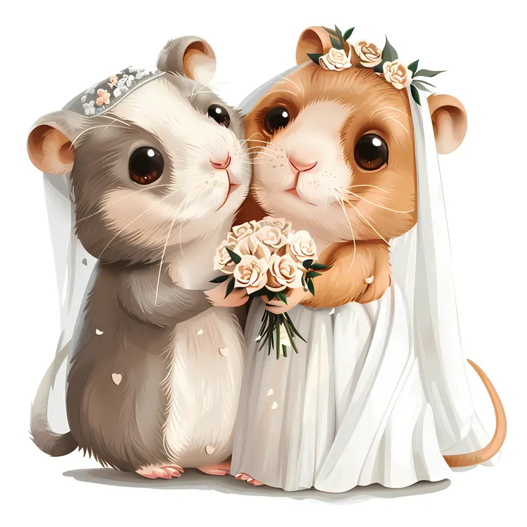 Cute Hamsters in Wedding Attire