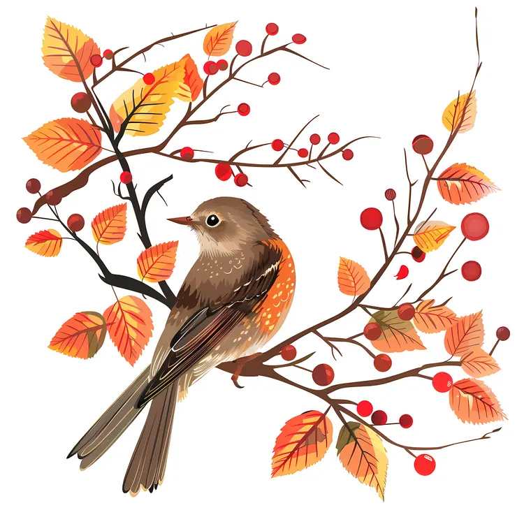 Autumn Bird on Branches