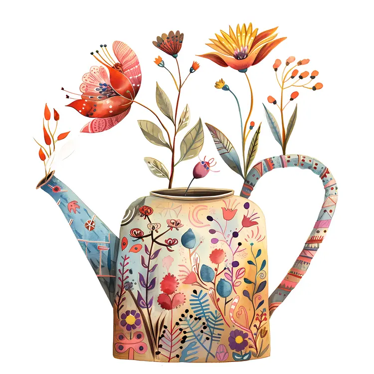 Artistic Floral Watering Can