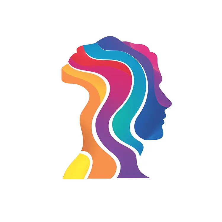 Abstract Colorful Silhouette of Human Head