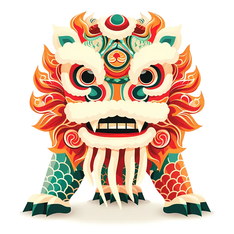 Green and Red Lion Dance Costume for Chinese New Year