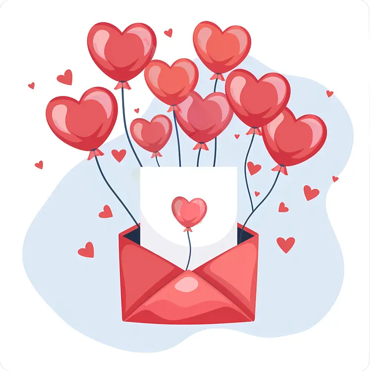 Envelope with Heart Balloons