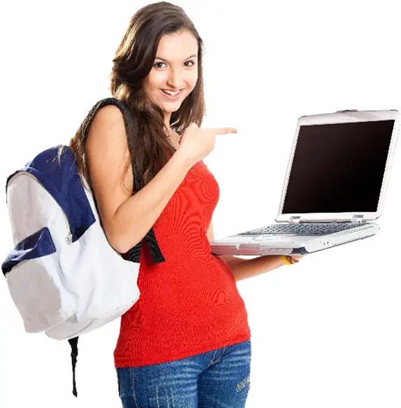 Student Girl Holding a Laptop