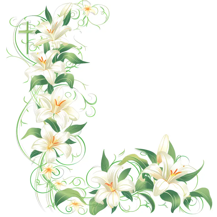 Beautiful White Lilies with Green Leaves