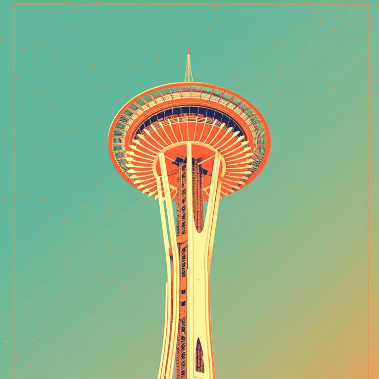 Retro Space Needle Illustration