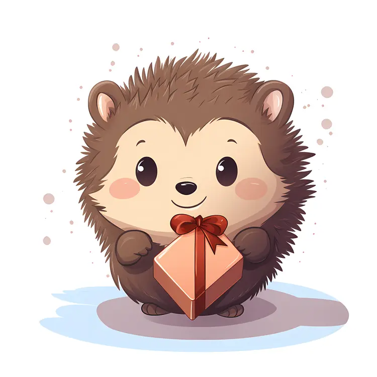 Adorable Hedgehog Holding a Gift