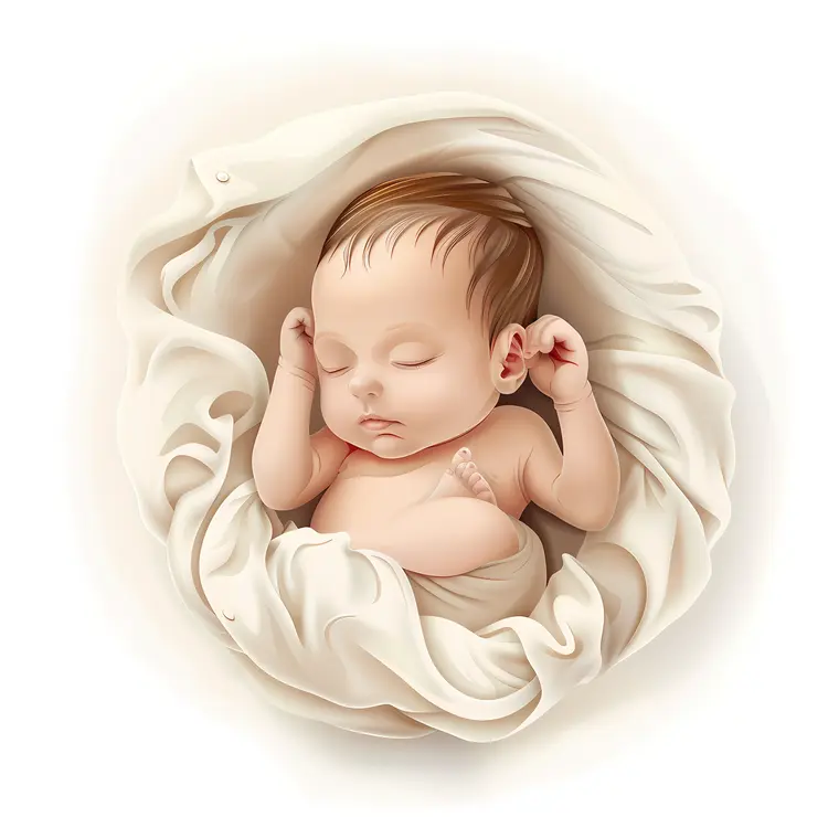 Sleeping Baby Wrapped in Blanket