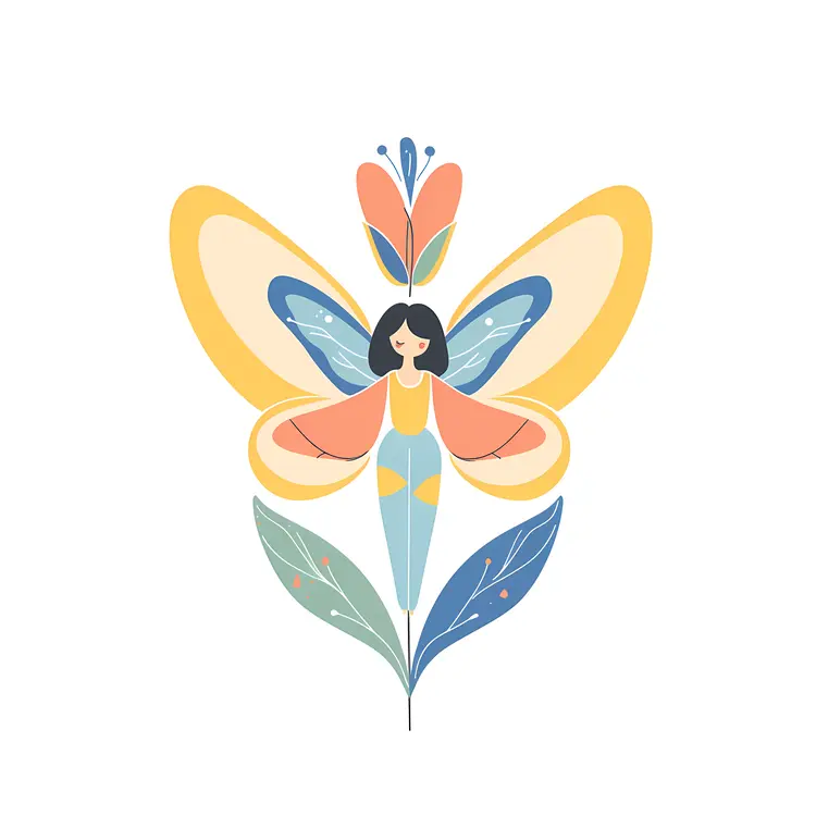 Yellow Winged Fairy with Flowers
