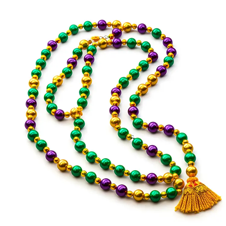 Colorful Mardi Gras Beads with Tassel