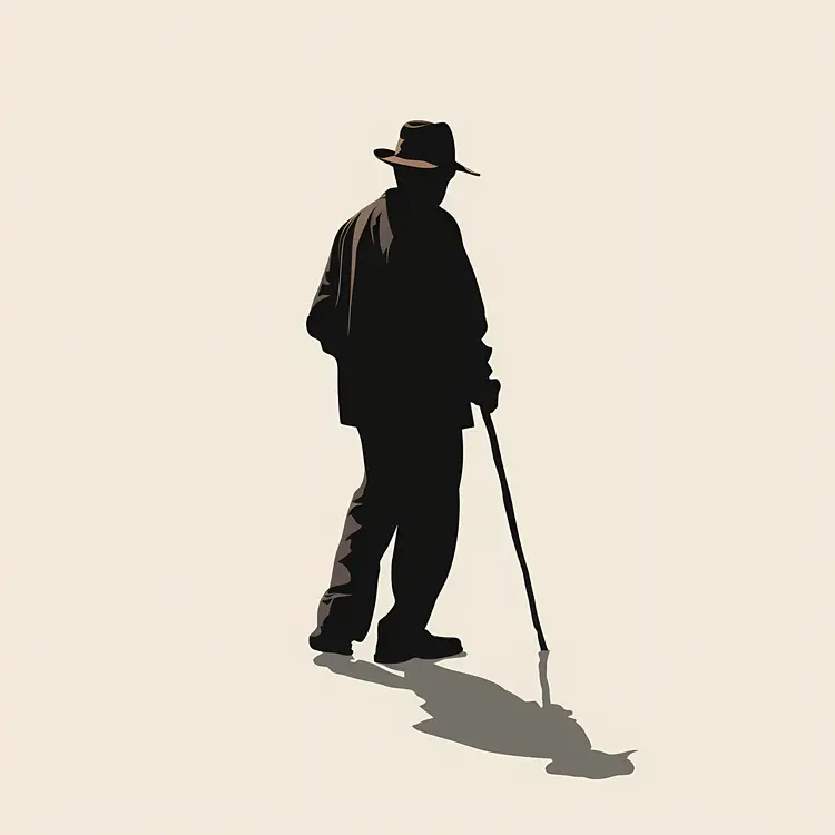 Man Walking with Cane Silhouette