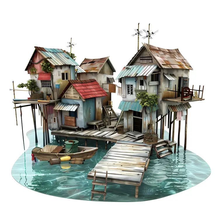 Small Cute Doodle House by the Water