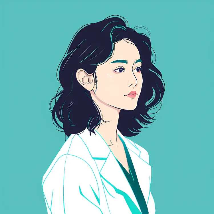 Doctor Portrait Illustration with Wavy Hair