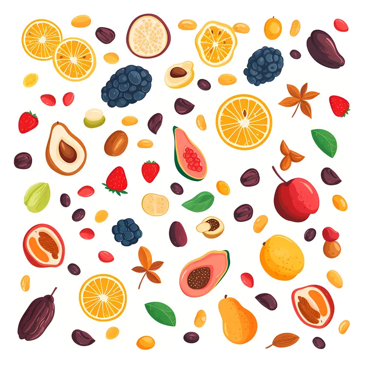 Colorful Assorted Fruits and Nuts