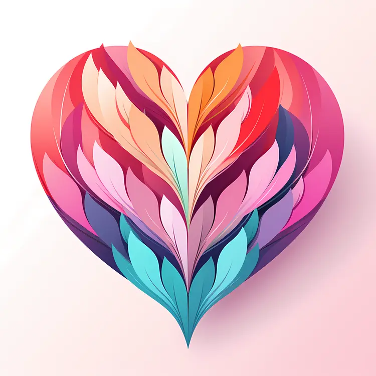 Colorful Feather Heart