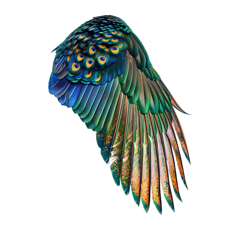 Detailed Peacock Wing with Feathers