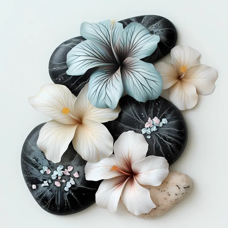 Decorative Stones with Beautiful Flowers