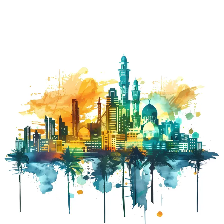 Colorful Cityscape with Modern Buildings