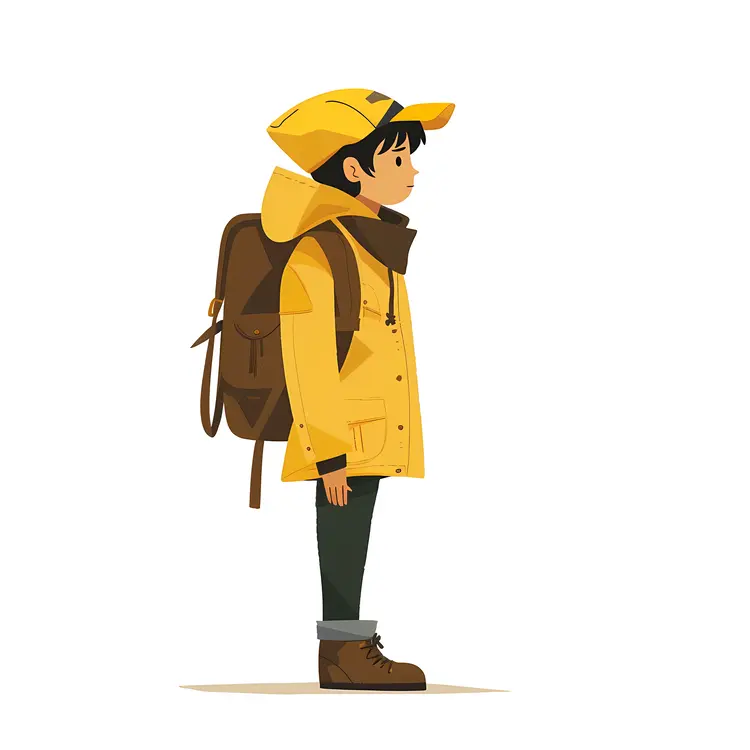Boy in Yellow Jacket with Backpack