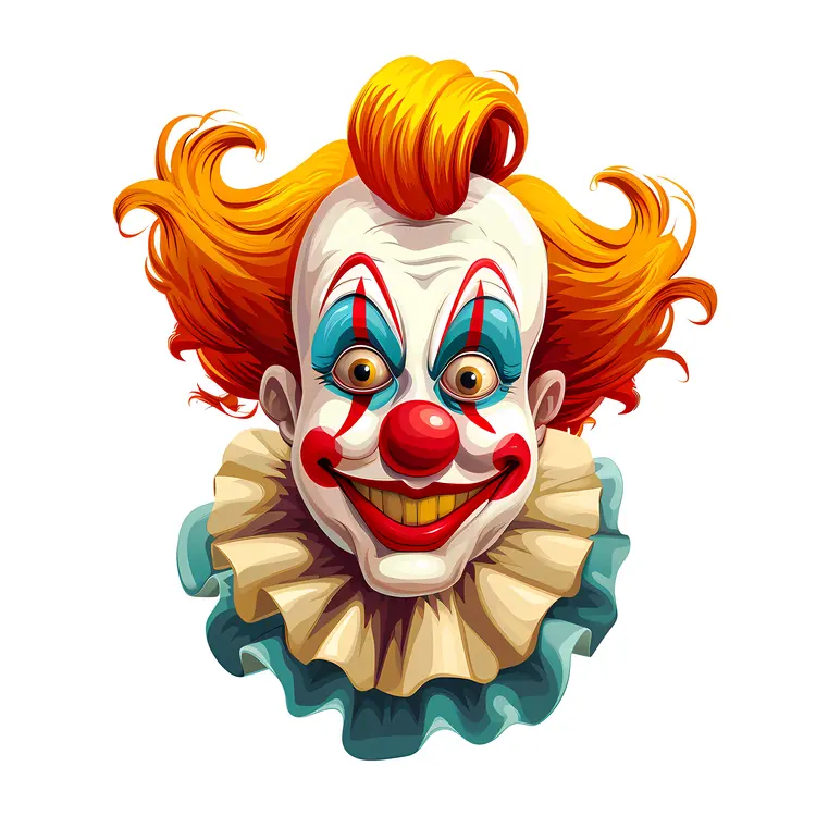 Clown with Orange Hair and Big Smile