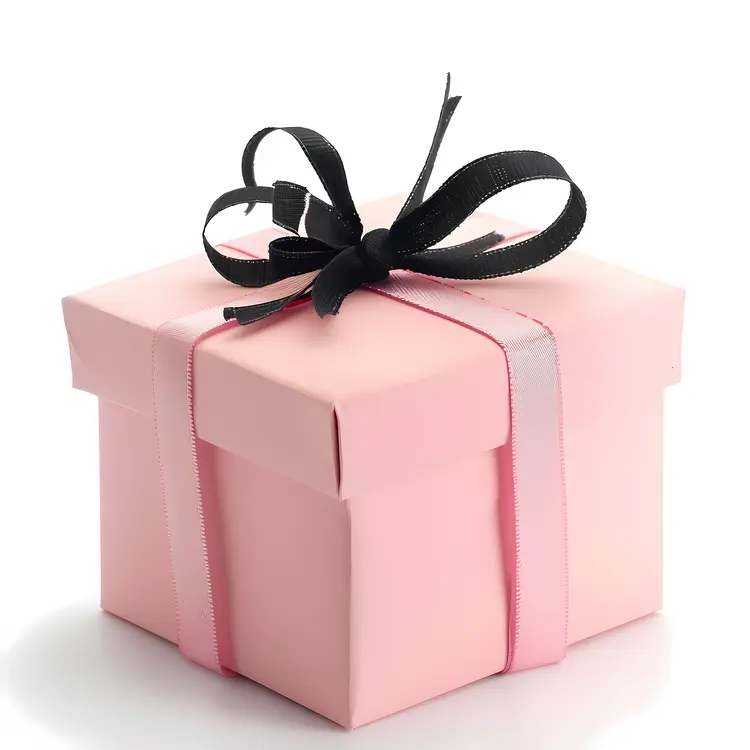 Pink Gift Box with Black Ribbon