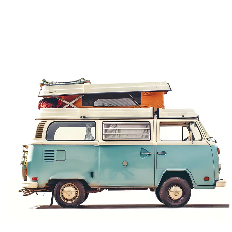 Blue Van with Pop-up Roof