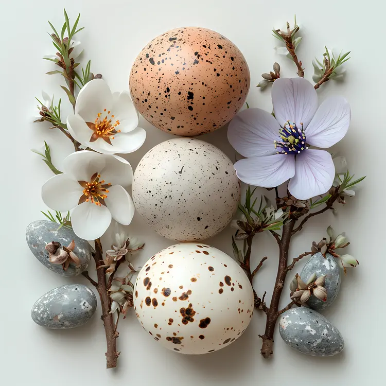 Speckled Eggs and Spring Flowers Arrangement