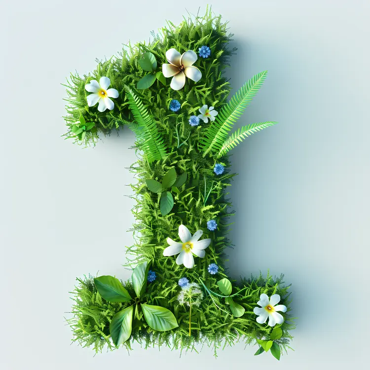 Number One with Greenery and Flowers