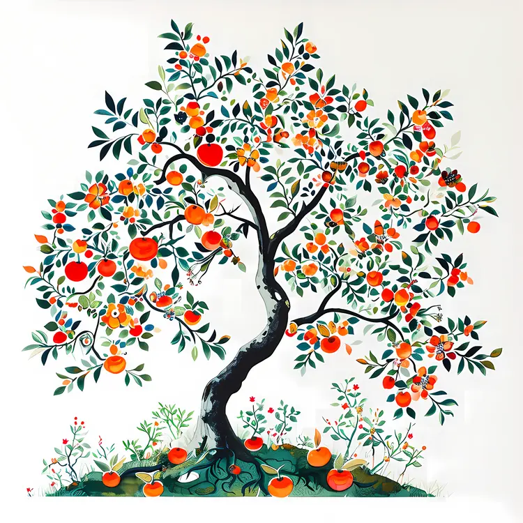 Colorful Fruit Tree Illustration