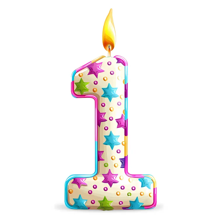 Colorful Number 1 Birthday Candle