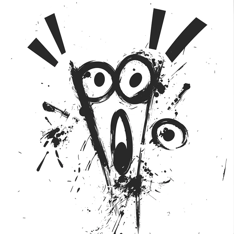 Abstract Exclamation Mark with Surprised Expression