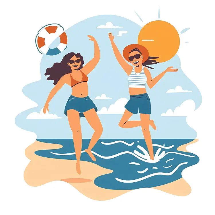 People Enjoying Beach Scene