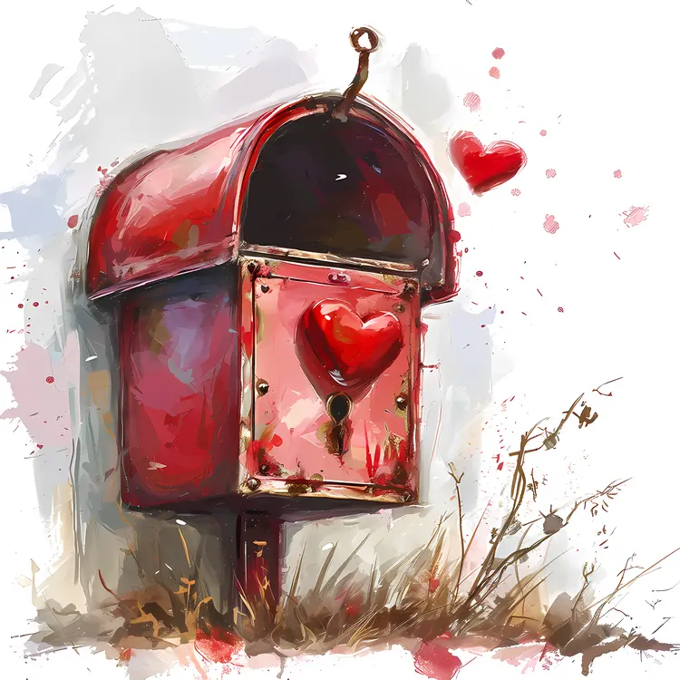 Rustic Red Mailbox with Heart for Valentine's Day