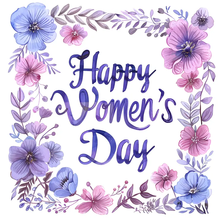 Happy Women's Day Floral Frame