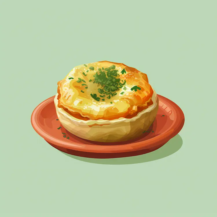 Custard Tart on a Red Plate