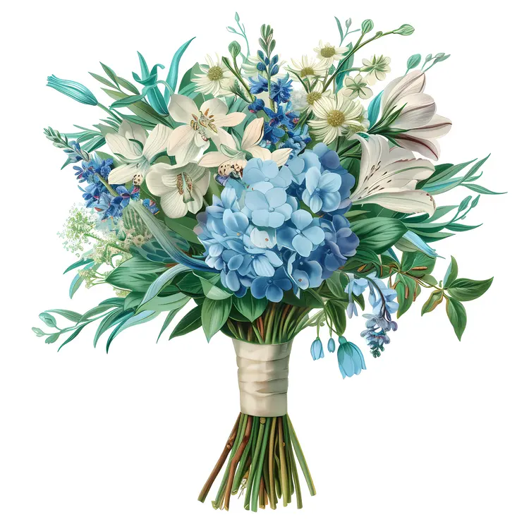 Elegant Blue and White Flower Bouquet
