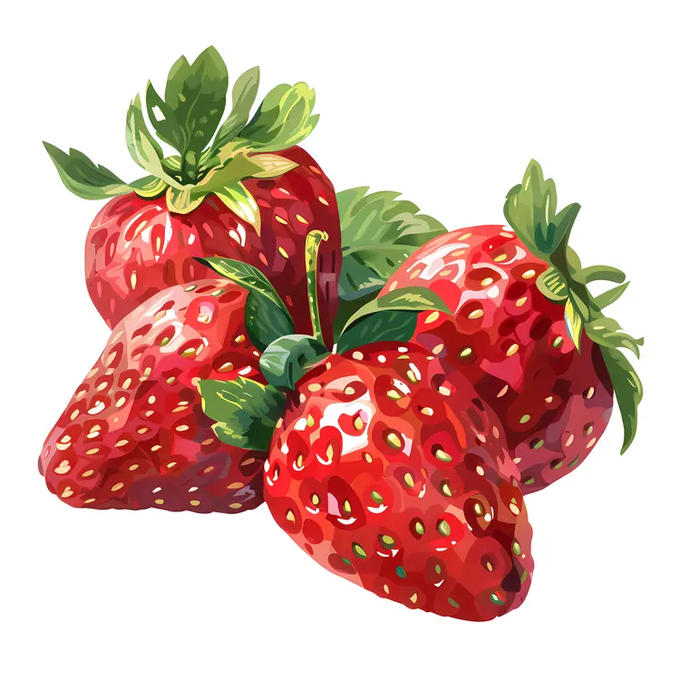 Fresh Red Strawberries Illustration