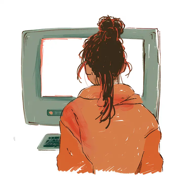 Illustration of Person Using Computer