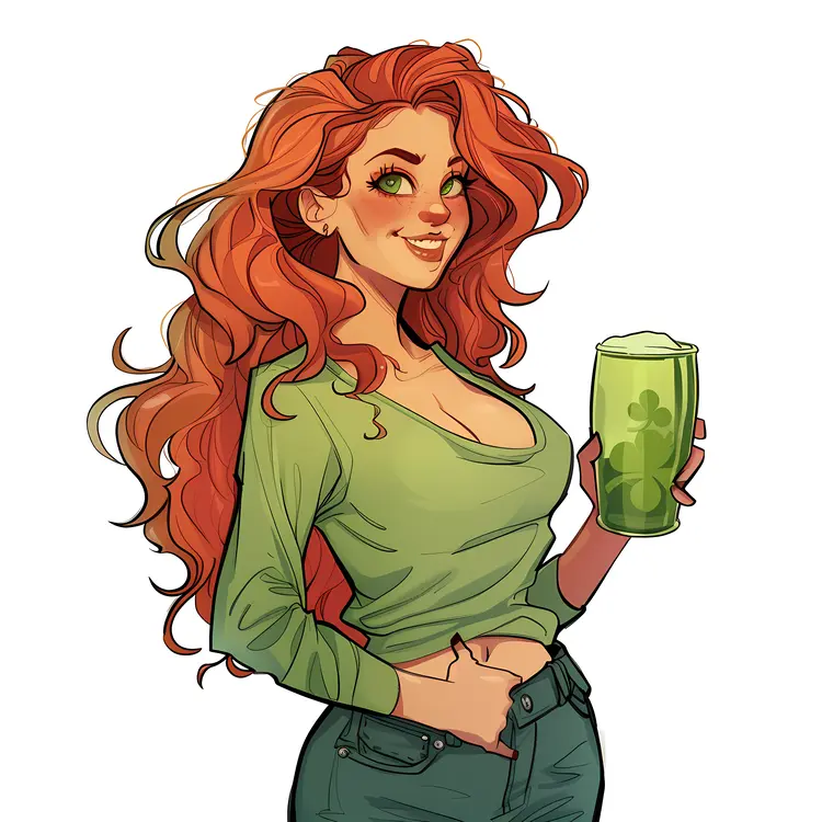 Woman with Beer for St. Patrick's Day
