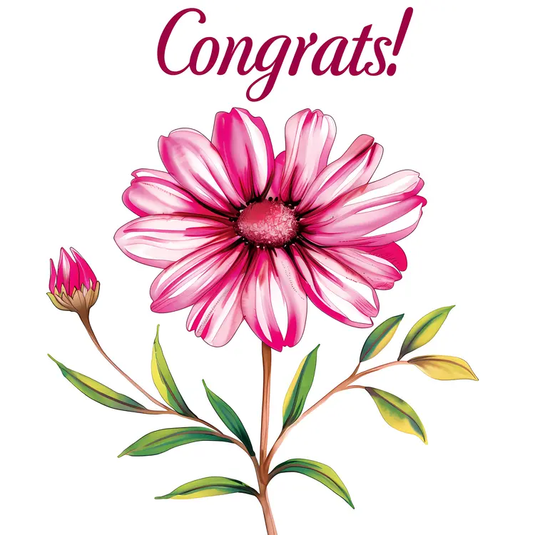 Pink Flower Congrats Card