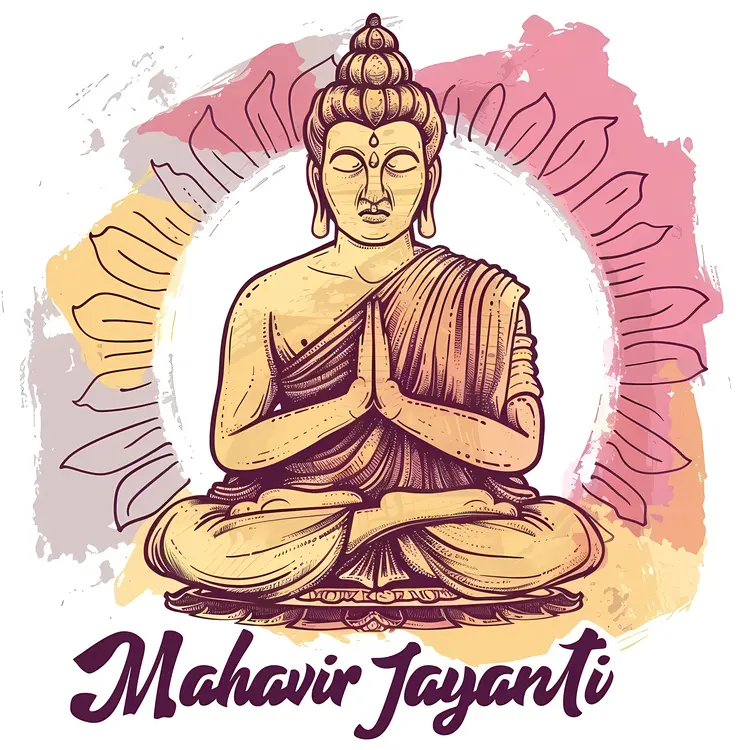 Brown Buddha Statue in Prayer for Mahavir Jayanti