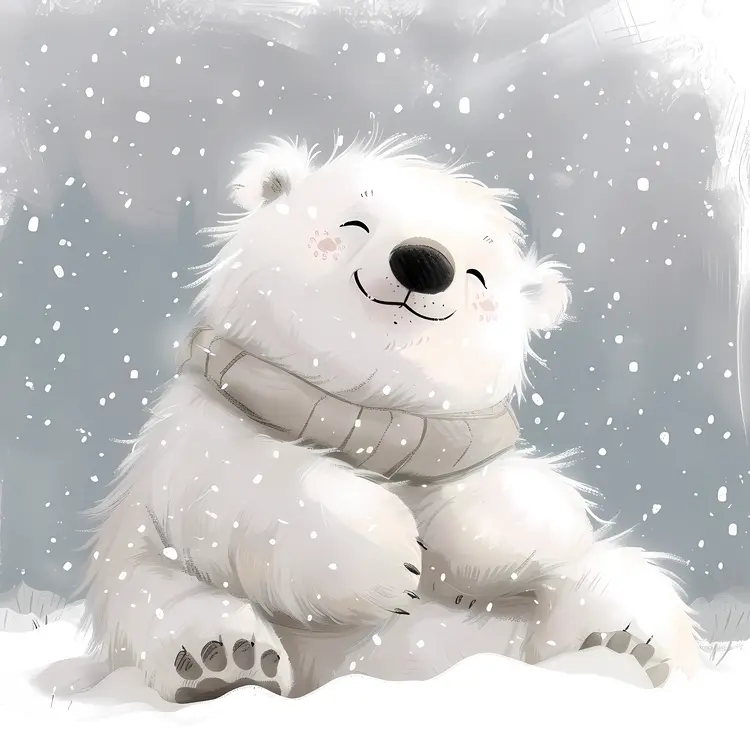 Smiling Polar Bear in Snow
