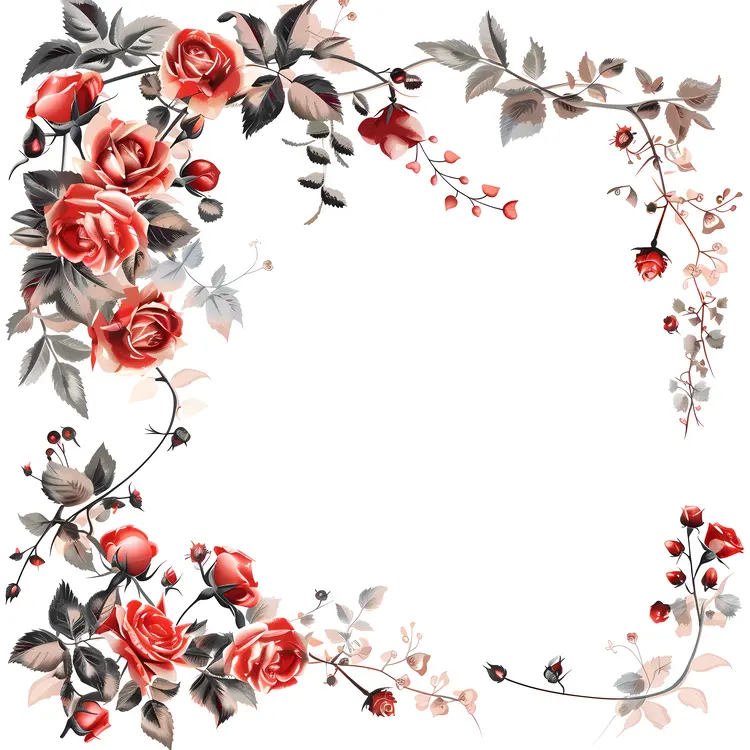 Elegant Red Floral Frame