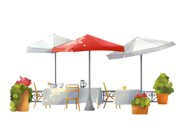 Outdoor Cafe with Umbrellas