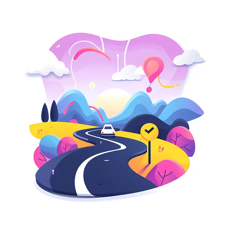 Curvy Road Through Colorful Mountains