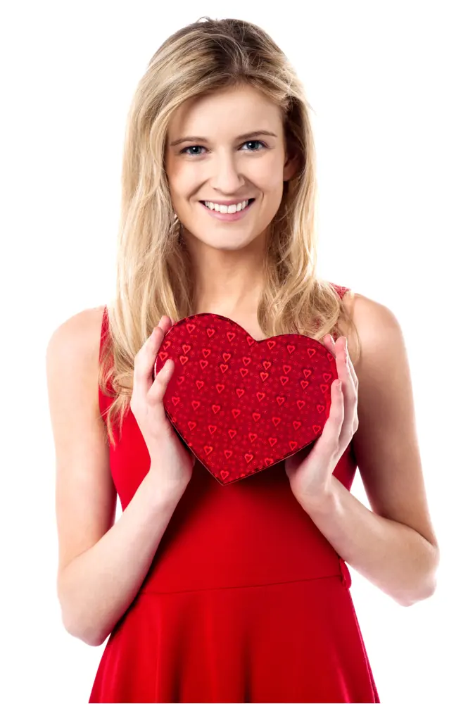 Woman Holding Red Heart-shaped Box