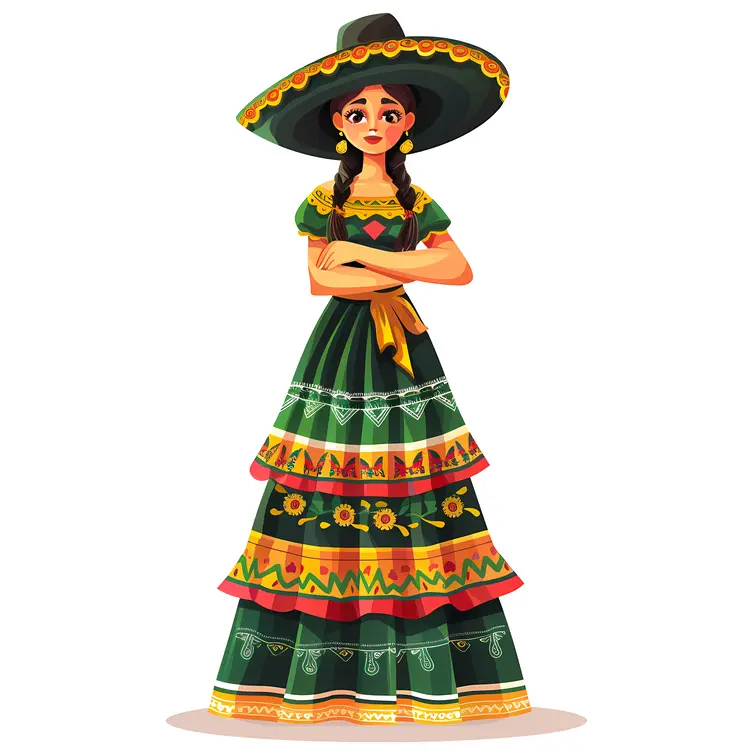 Girl in Green Traditional Mexican Dress