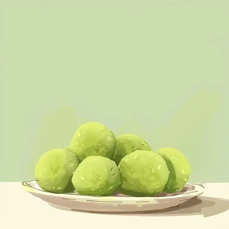 Green Balls Stacked on Plate