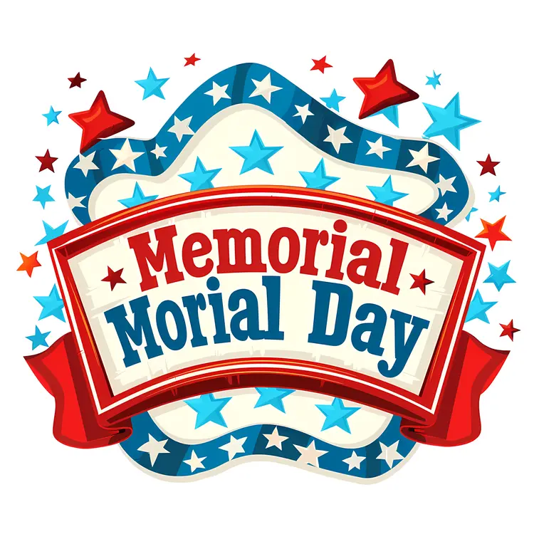 Memorial Day Badge with Stars and Stripes