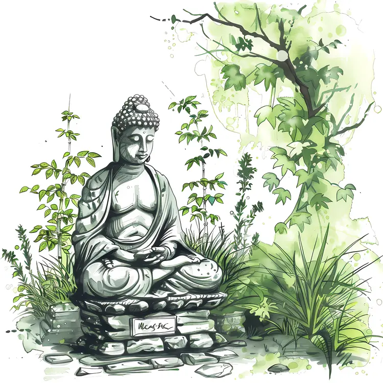 Buddha Statue in a Garden